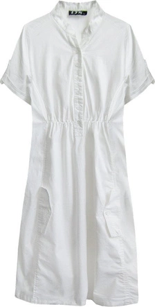 BAWEŁNIANA SUKIENKA KOSZULOWA BIAŁA (1052)