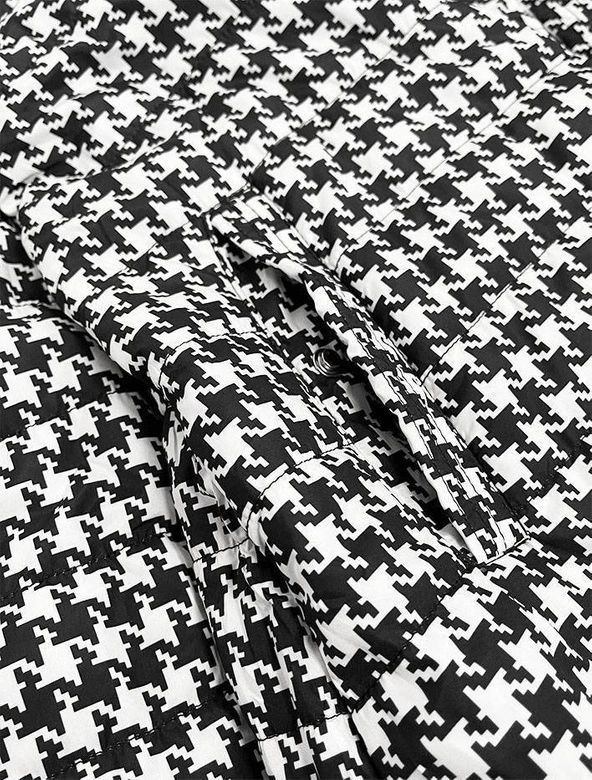 DWUSTRONNA KURTKA PARKA DAMSKA CZARNA-PEPITKA (B9761)