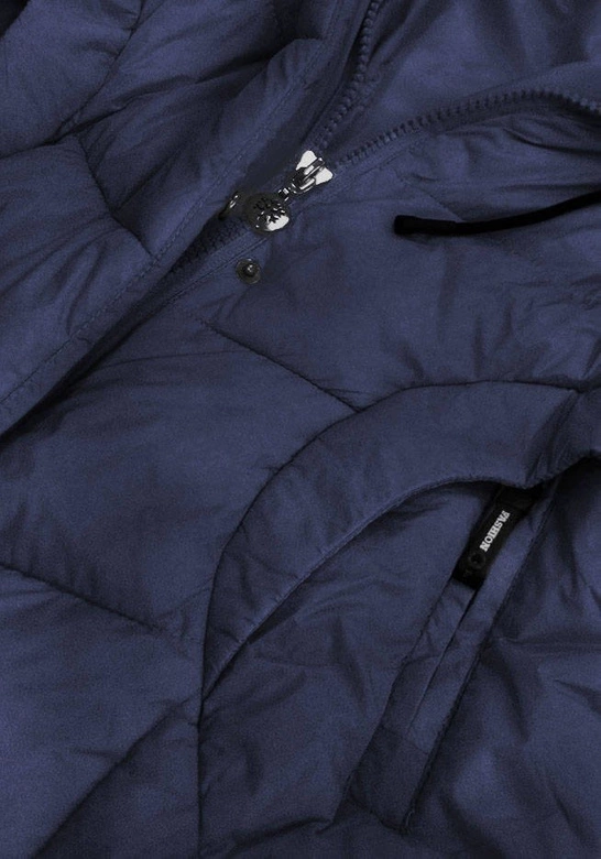 PIKOWANA KURTKA DAMSKA ZIMOWA GRANATOWA (209-2BIG)