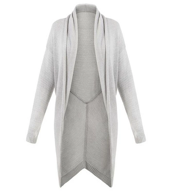 DŁUGI SWETER Z KOŁNIERZEM SZARY JASNY (SW88)