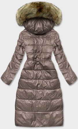 Pikowana długa kurtka damska cappuccino (H-201)