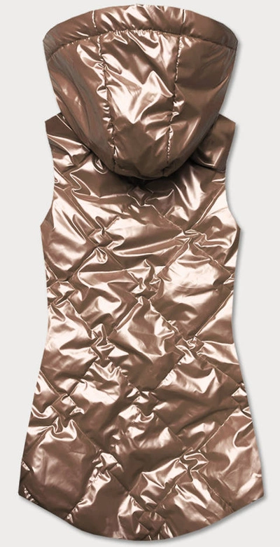 METALICZNY BEZRĘKAWNIK DAMSKI Z KAPTUREM ZŁOTY (HS-1817)