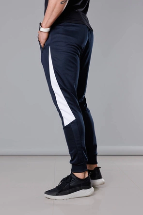 Spodnie dresowe z wstawkami męskie granat-biały (8K168)