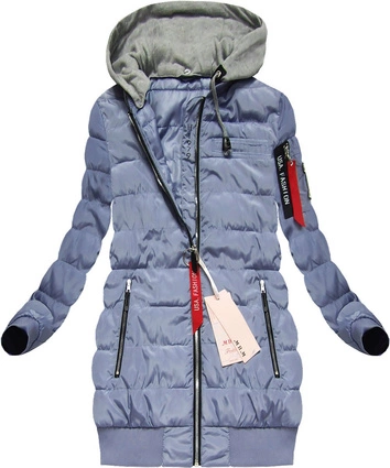 PIKOWANA KURTKA Z KAPTUREM NIEBIESKA (XW567X)