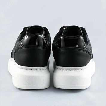 Damskie sznurowane półbuty sportowe czarno-białe (rc-50)