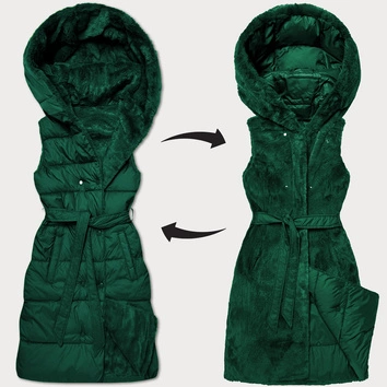 Gruba dwustronna kamizelka puchowo-futrzana Minority ciemny zielony (P3-6035-33)