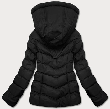 Krótka puchowa kurtka zimowa damska czarna (5m726-392)
