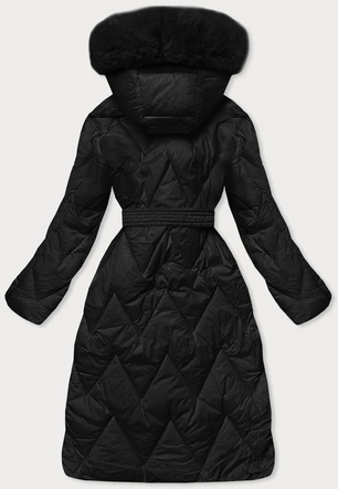 DAMSKA DŁUGA KURTKA PIKOWANA ZIMOWA CZARNA (FM11-1)