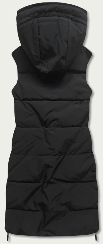 DŁUGA KAMIZELKA DAMSKA DWUSTRONNA CZARNA-KHAKI (B8022-1)