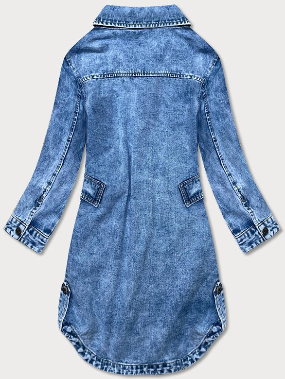 Luźna damska jeansowa kurtka/narzutka niebieska (pop5990-k)