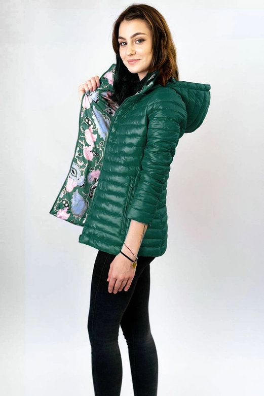 DAMSKA KURTKA DWUSTRONNA ZIELONA (7174)