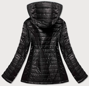 PIKOWANA KURTKA DAMSKA Z KAPTUREM CZARNA (B9757-1047)