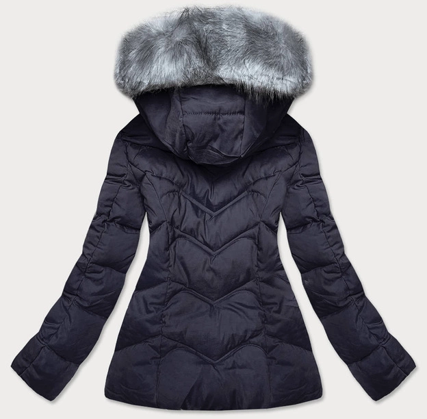 KRÓTKA KURTKA ZIMOWA DAMSKA Z KAPTUREM GRANATOWA (B9538-3)