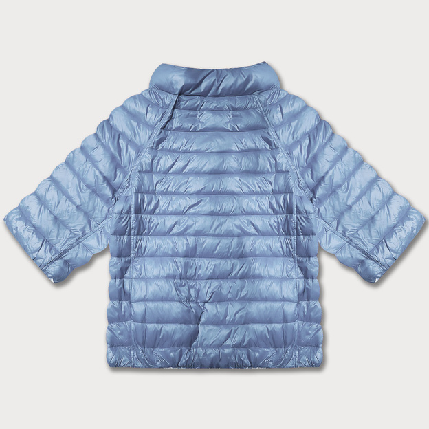 Dwustronna kurtka damska plus size z rękawem 3/4 Minority jasny niebieski/kwiaty (M23-7010-50)