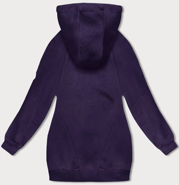 Luźna długa bluza damska ze ściągaczami fioletowa (AMG-332A)