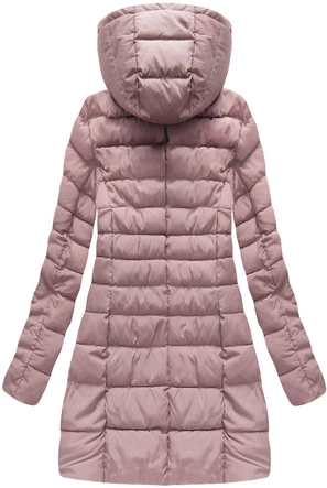 DŁUGA KURTKA DAMSKA ZIMOWA Z KAPTUREM ANTYCZNY RÓŻ (B1068-30)