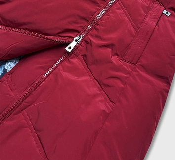KURTKA ZIMOWA DAMSKA Z KAPTUREM BORDOWA (M-21311)