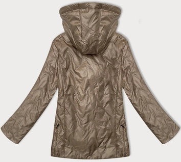 Pikowana kurtka damska z odpinanym kapturem S'West ciemny beżowy (B8356-12)