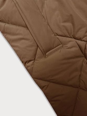 Długa kurtka zimowa z kapturem J.Style ciemny beż (5M3173-84)