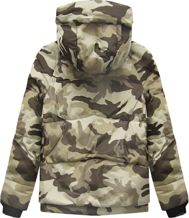 KRÓTKA KURTKA Z PUCHEM NATURALNYM MORO-BEŻOWA (C715)