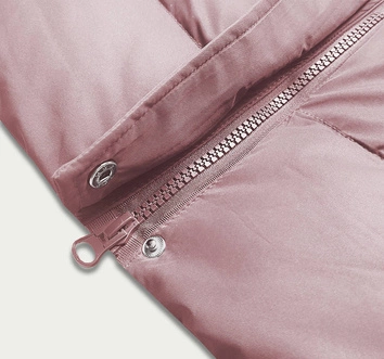 Długa puchowa kamizelka damska różowa (5M728-46)