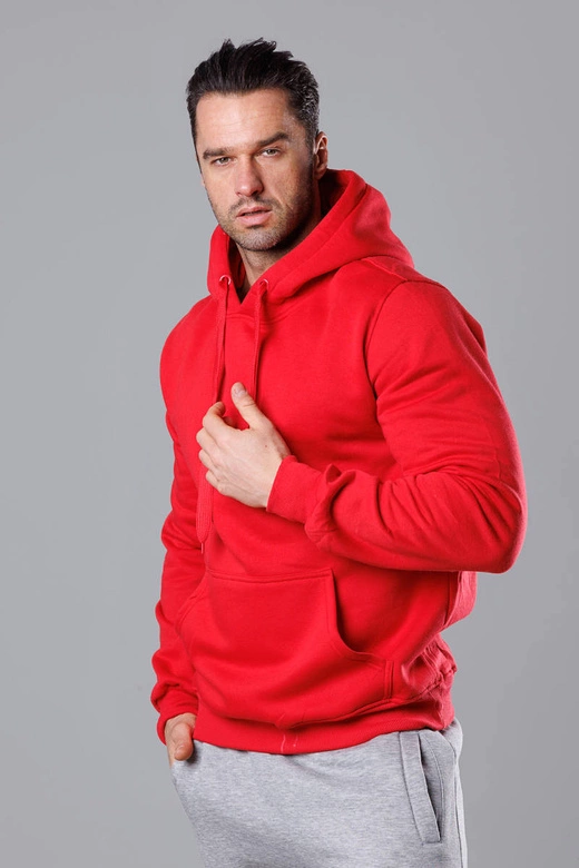 Męska bluza z kapturem czerwona (68B2009-18-35)