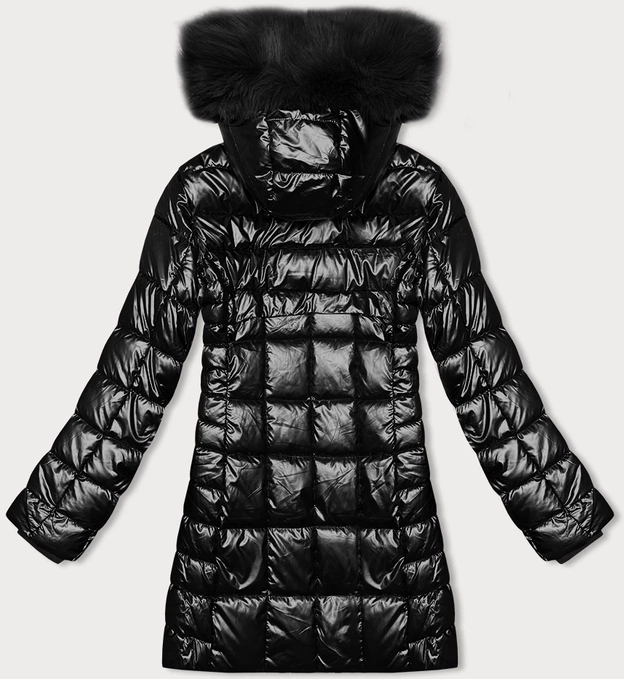 Metaliczna kurtka damska z kapturem J Style czarna (16M9120-392)