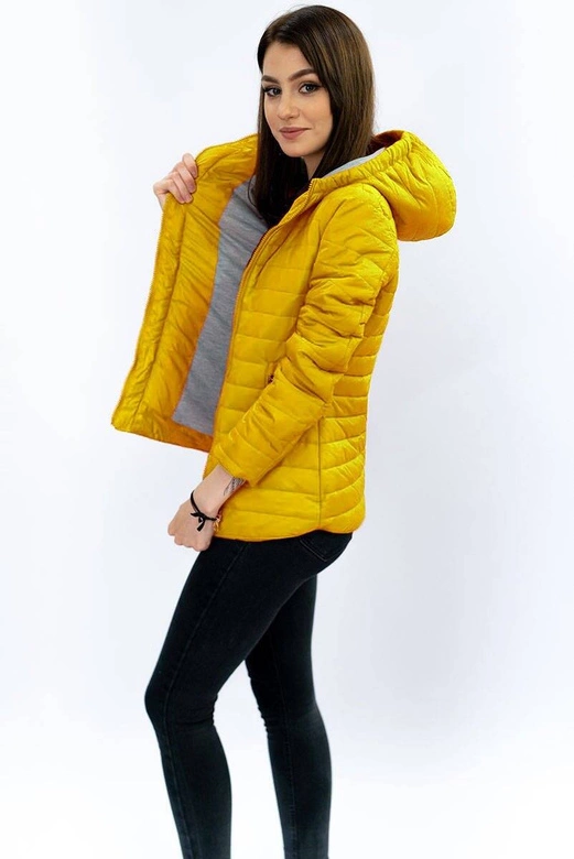 Pikowana kurtka z kapturem żółta (s-115)