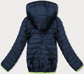 Sportowa kurtka damska z neonowymi wstawkami granat-szary (8M911-215)