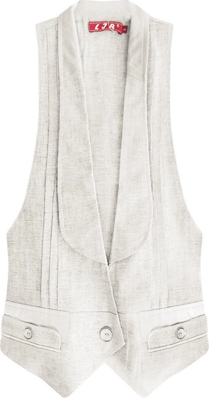 KRÓTKA ELEGANCKA KAMIZELKA ECRU (X1222X)