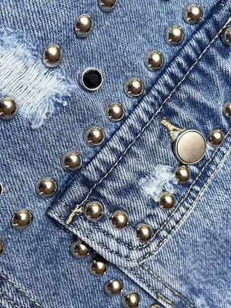 Jeansowa kurtka damska oversize niebieska (M6957)