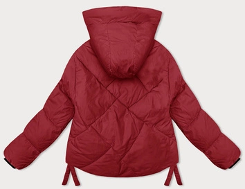 Zimowa kurtka damska z ozdobnym wykończeniem czerwona (3021)
