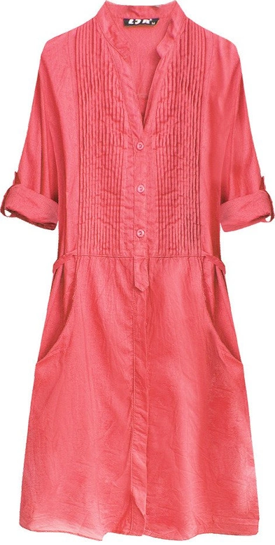 DŁUGA KOSZULA Z ZAKŁADKAMI KORALOWA (1032)