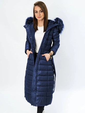 DŁUGA ZIMOWA KURTKA DAMSKA GRANATOWA (7761)