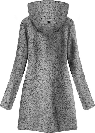 KRÓTKI PŁASZCZ Z KAPTUREM SZARY (516ART)