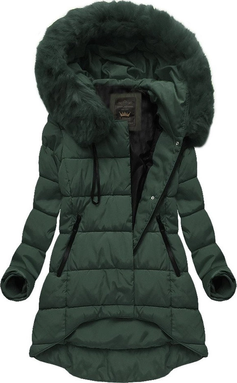 ASYMETRYCZNA KURTKA ZIMOWA BUTELKOWA ZIELEŃ (X7670BIGX)