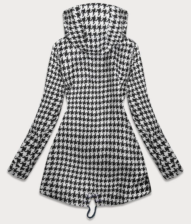 DWUSTRONNA PARKA DAMSKA Z KAPTUREM GRANATOWA W KROPKI (W354-1BIG)