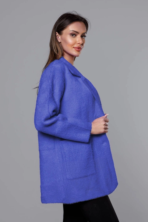 Krótka wełniana narzutka alpaka chabrowa (7108-1)