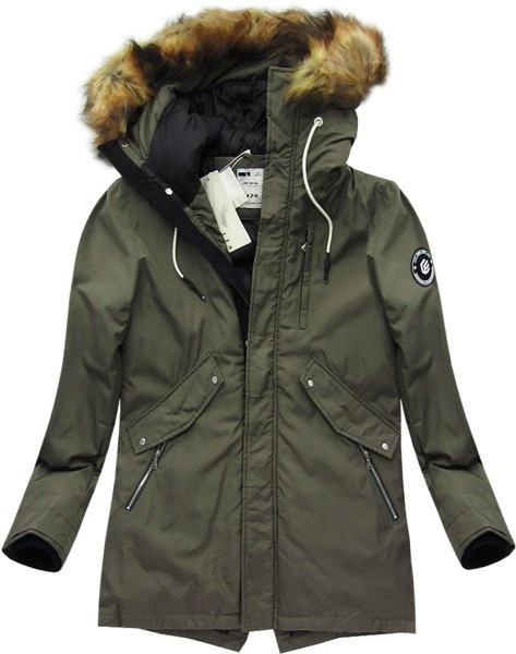 PARKA ZIMOWA Z PUCHEM NATURALNYM KHAKI (5016)