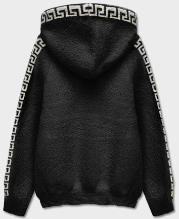 Narzutka kurtka z kapturem a'la alpaka czarna (B6001-1)