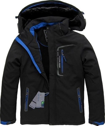 KURTKA ZIMOWA Z MEMBRANĄ CZARNO-NIEBIESKA (456)