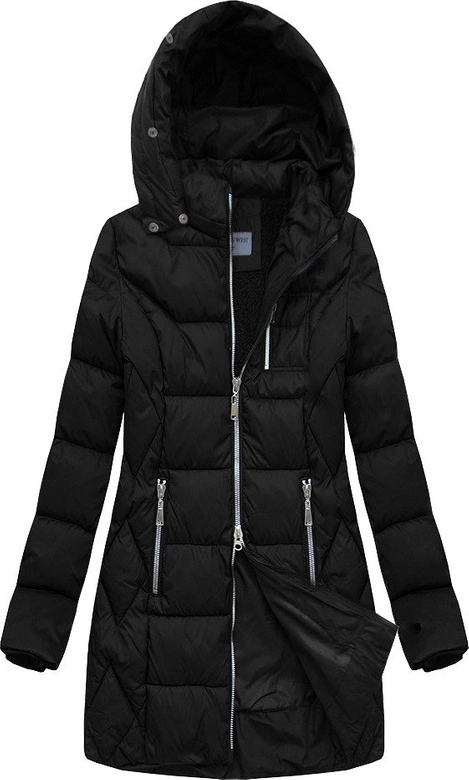 PIKOWANA KURTKA Z KAPTUREM CZARNA (B2644)