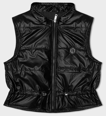 Krótka kamizelka damska z okrągłym dekoltem S'West czarna (B8178-1)