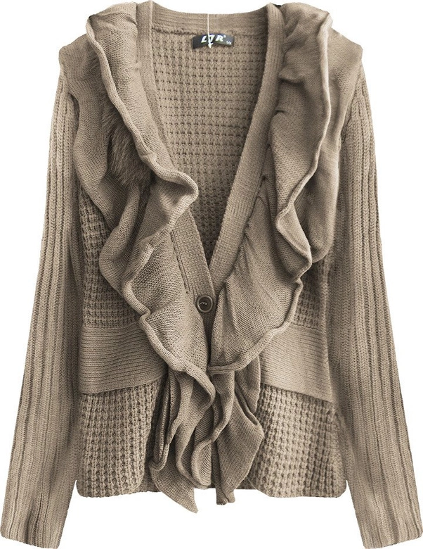 SWETER O GRUBYM SPLOCIE BEŻOWY (1619)