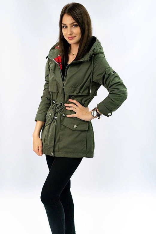 Krótka parka z kapturem army (tlr243)