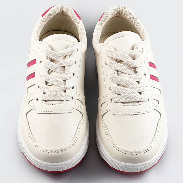 Sportowe buty damskie ecru-róż (ad-587)