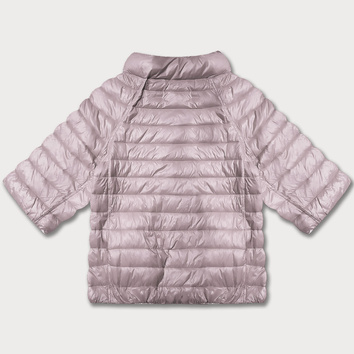 Dwustronna kurtka damska plus size z rękawem 3/4 Minority brudny róż/kwiaty (M23-7010-52)
