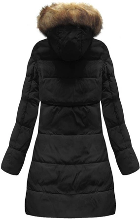 KURTKA Z PUCHEM NATURALNYM CZARNA (8063)