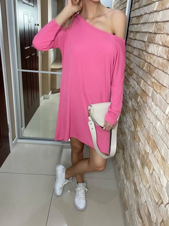 SUKIENKA Z OPUSZCZANYM RAMIENIEM RÓŻOWA (667ART)