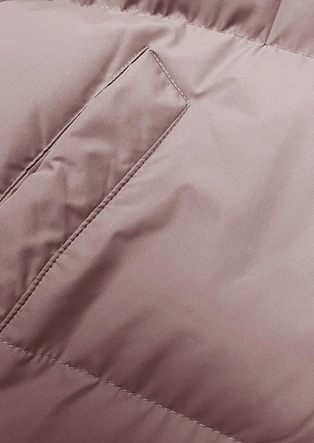 Długa gruba kurtka damska z kapturem różowa (5M3163-46)